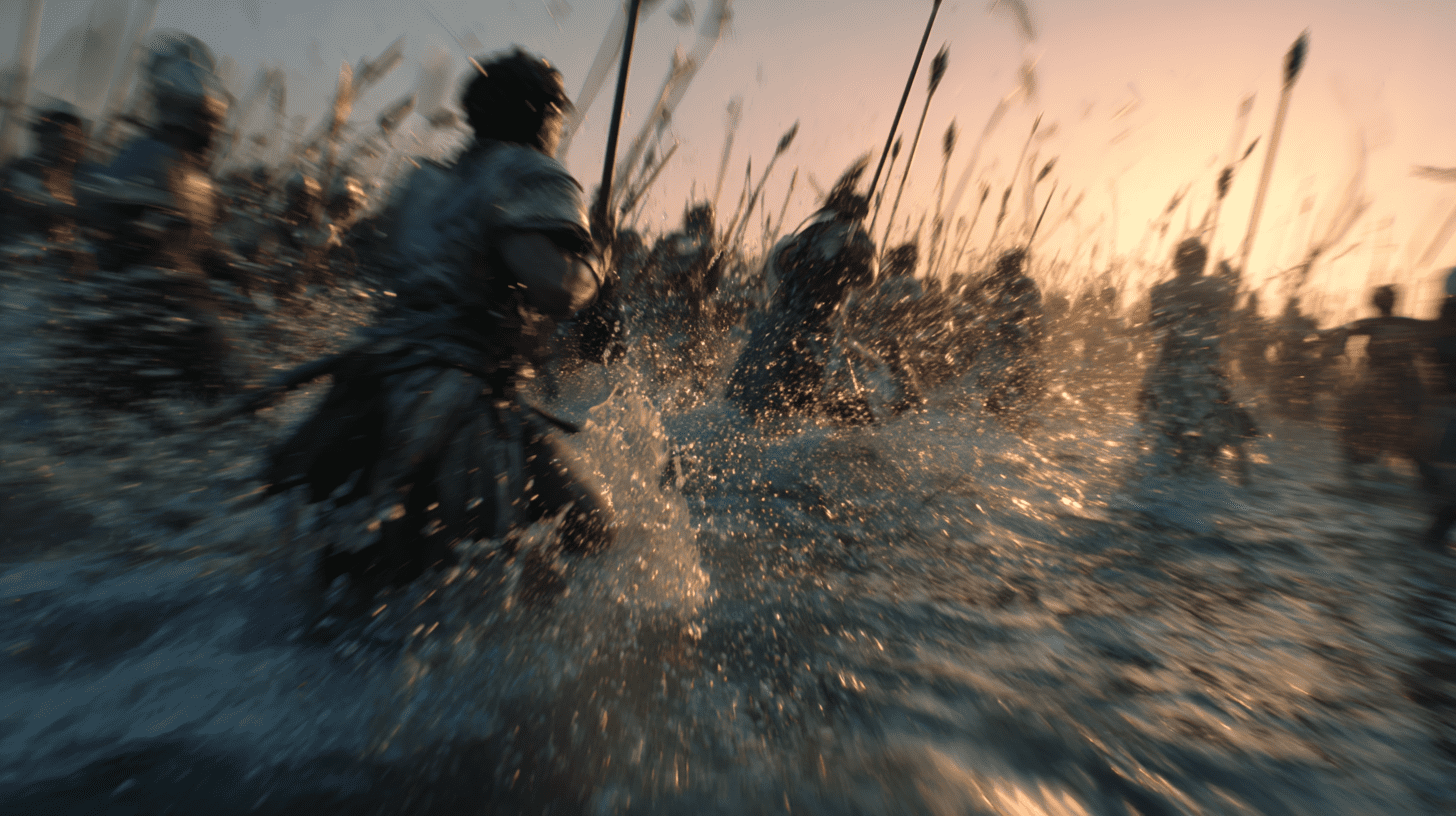 Batalla del río Gránico con Alejandro Magno atacando